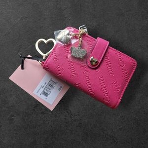 Juicy Couture Pink Flash "Not Your Babe" Card Wallet – Crown & Heart Charms  NWT